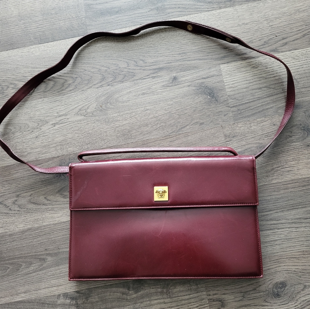 Vintage 80's Gianni Versace Couture Red Brown Purse